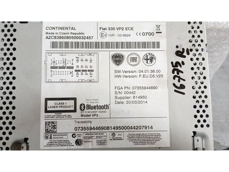 Recambio de sistema audio / radio cd para fiat 500l (351_, 352_) 1.4 (199lyb1b) referencia OEM IAM 735594469 TOCADO 
