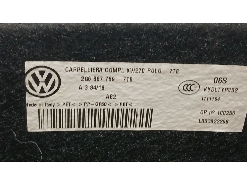 Recambio de bandeja trasera para volkswagen polo vi (aw1, bz1, ae1) 1.0 referencia OEM IAM 2G6867769BEH8  
