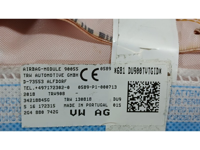 Recambio de airbag cortina delantero derecho para volkswagen polo vi (aw1, bz1, ae1) 1.0 referencia OEM IAM 2G4880742H  