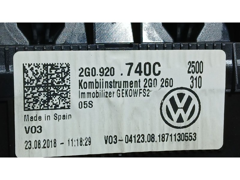 Recambio de cuadro instrumentos para volkswagen polo vi (aw1, bz1, ae1) 1.0 referencia OEM IAM 2G0920740A  