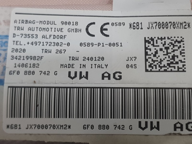 Recambio de airbag cortina delantero derecho para seat ibiza (kj1) style referencia OEM IAM 6F0880742H  