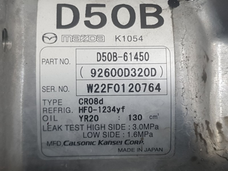 Recambio de compresor aire acondicionado para mazda 2 hatchback (dl, dj) 1.5 skyactiv-g referencia OEM IAM DEKV61450  