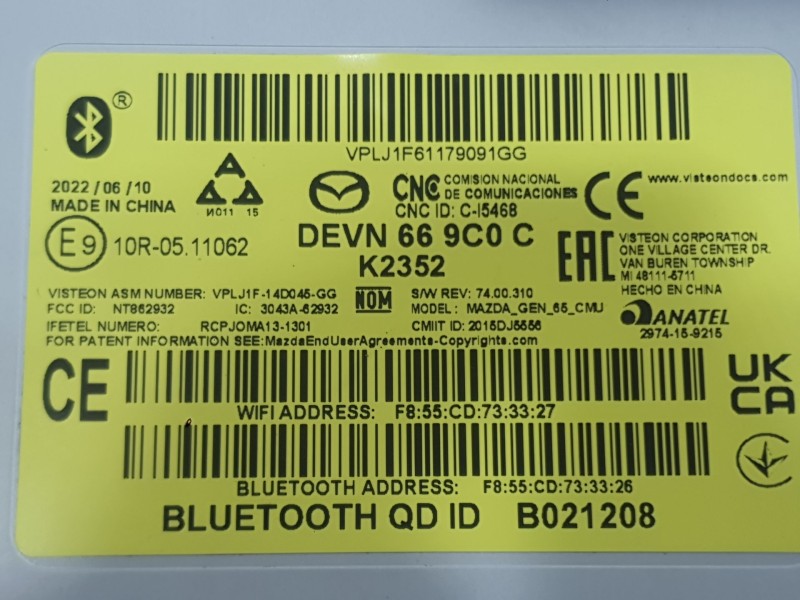 Recambio de sistema audio / radio para mazda 2 hatchback (dl, dj) 1.5 skyactiv-g referencia OEM IAM   