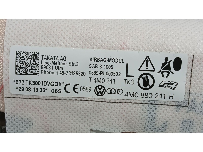 Recambio de airbag lateral delantero izquierdo para audi q7 (4mb, 4mg, 4mq) 3.0 tdi quattro referencia OEM IAM 4M0880241H AIRBAG