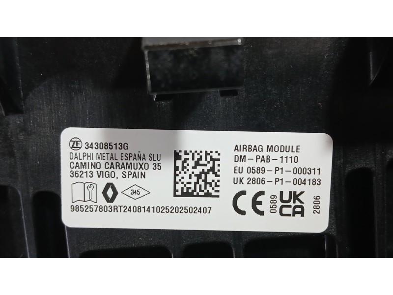 Recambio de airbag delantero derecho para renault kangoo express (fw0/1_) 1.5 dci 95 (fw16) referencia OEM IAM 985257803R ZF 343