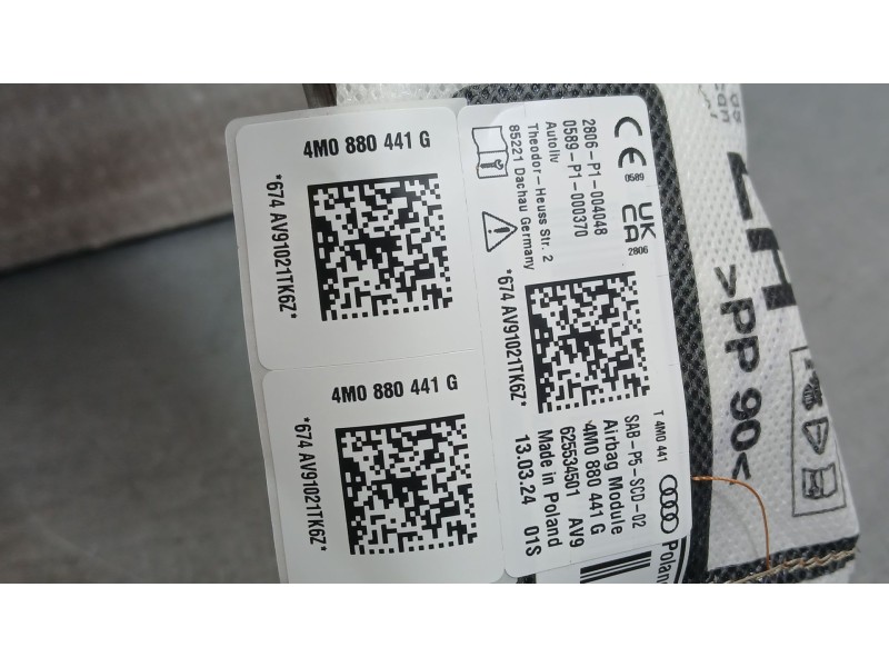 Recambio de airbag lateral trasero izquierdo para audi q7 (4mb, 4mg, 4mq) 50 tdi mild hybrid quattro referencia OEM IAM 4M088044