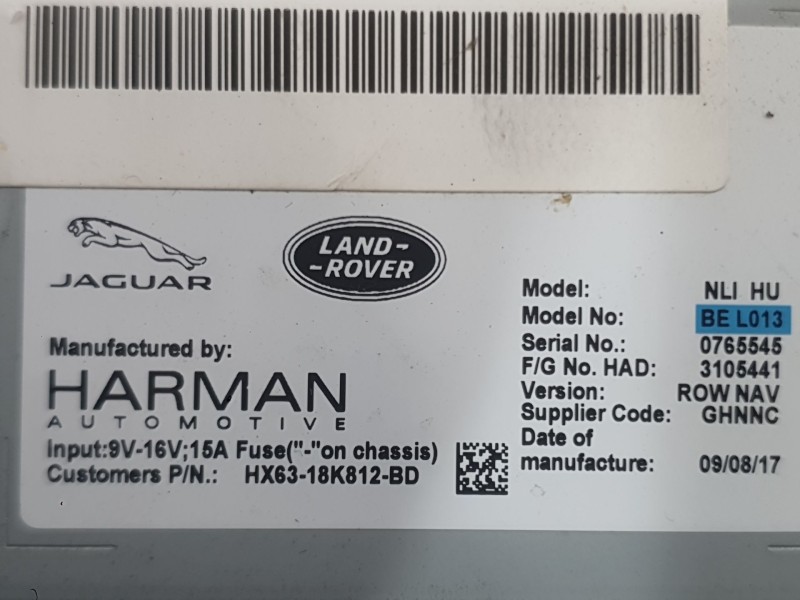 Recambio de sistema audio / radio para jaguar f-pace (x761) 2.0 td4 awd referencia OEM IAM T2H23535FKZ  