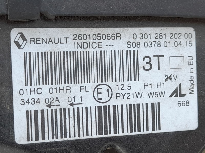 Recambio de faro derecho para renault captur i (j5_, h5_) 1.5 dci 90 referencia OEM IAM 260105066R  