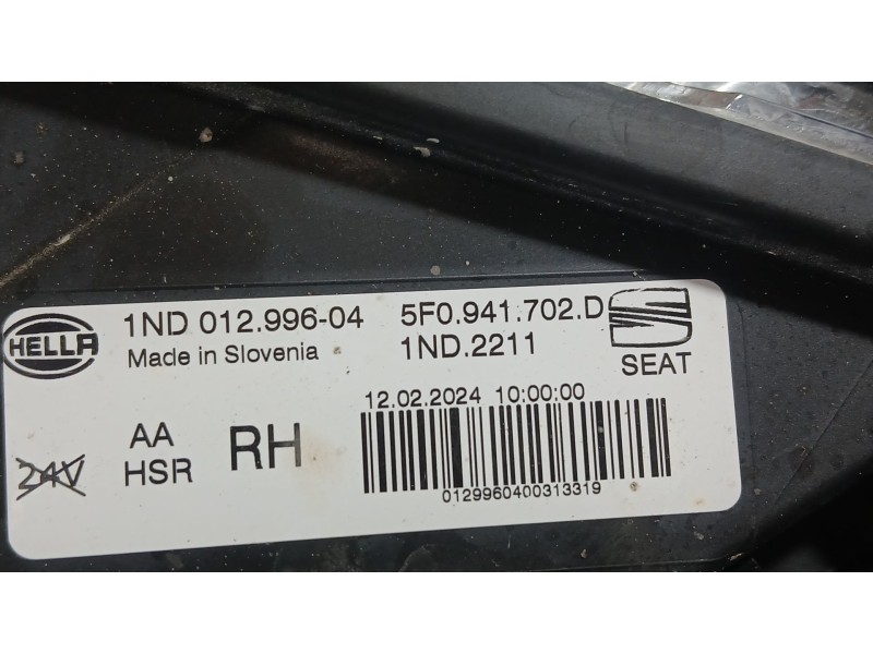 Recambio de faro antiniebla derecho para seat ateca fr (kh7, khp) 2.0 tdi referencia OEM IAM 5F0941702D HELLA 1ND01299604