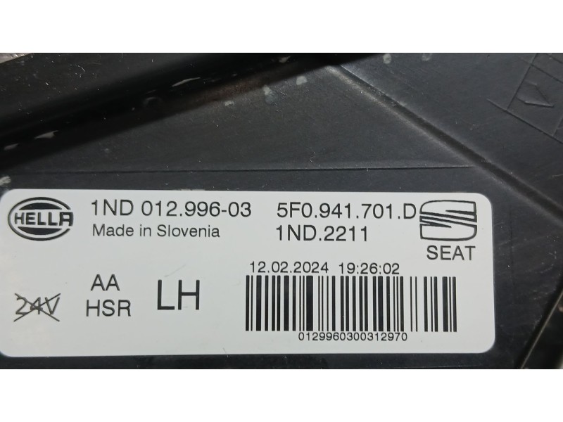 Recambio de faro antiniebla izquierdo para seat ateca fr (kh7, khp) 2.0 tdi referencia OEM IAM 5F0941701D HELLA 1ND01299603