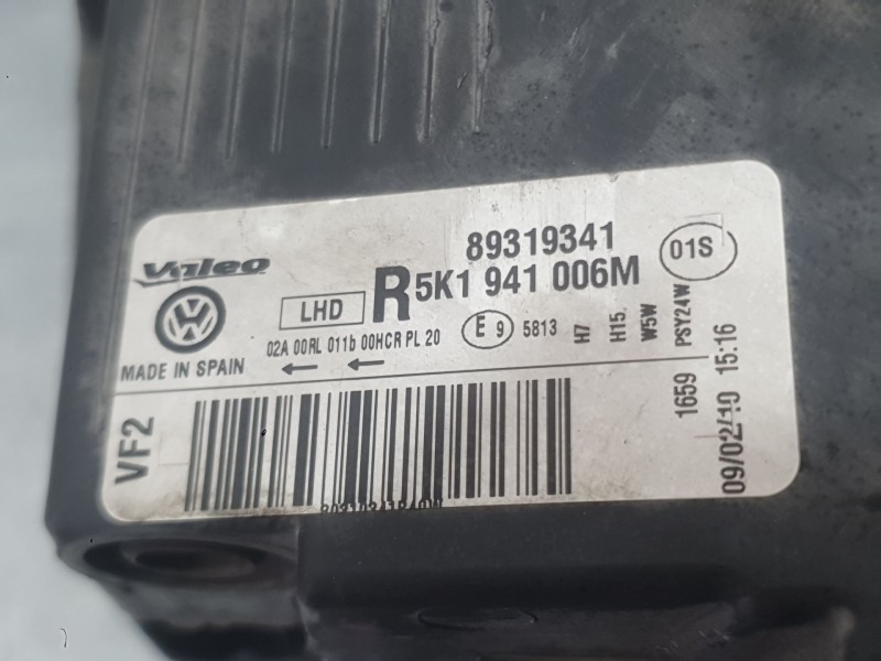 Recambio de faro derecho para volkswagen golf vi (5k1) 1.6 tdi referencia OEM IAM 5K1941006S  