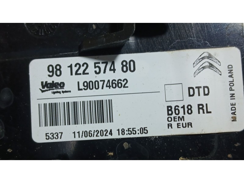 Recambio de piloto trasero derecho para citroën c3 iii (sx) 1.5 bluehdi 100 (sxyhyp, sxyhtu) referencia OEM IAM 9812257480  