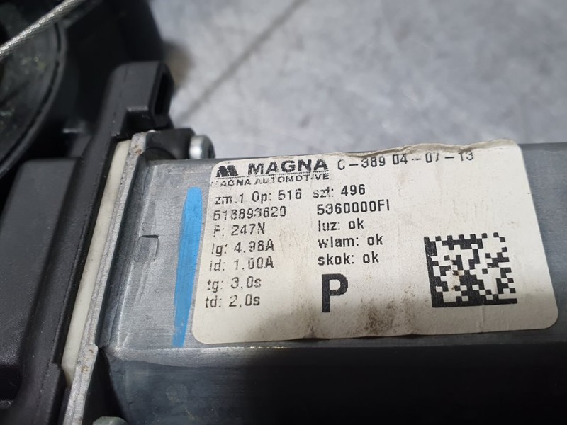 Recambio de elevalunas delantero derecho para fiat nuova 500 (150) lounge referencia OEM IAM 518893620 5360000FI ELECTRICO 2 PIN