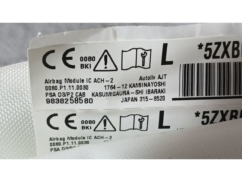 Recambio de airbag cortina delantero izquierdo para peugeot 2008 ii (ud_, us_, uy_, uj_, ur_, uc_) 1.2 puretech 100 referencia O