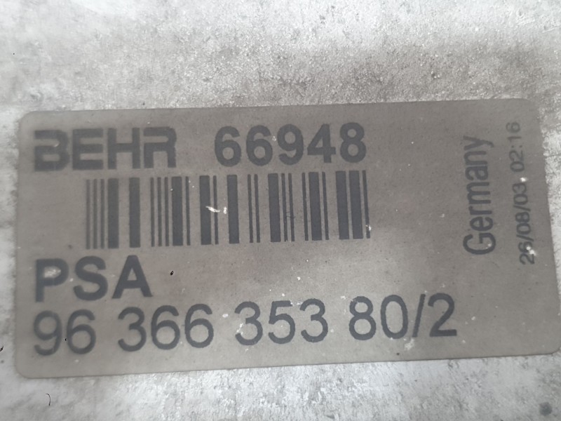 Recambio de intercooler para peugeot 307 sw (3h) 2.0 hdi 110 referencia OEM IAM 0384F6  