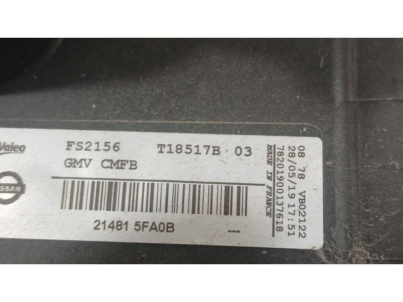 Recambio de electroventilador para nissan micra v (k14) 1.0 ig-t 100 referencia OEM IAM 214815FA0A  