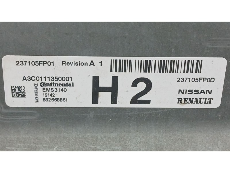 Recambio de centralita motor uce para nissan micra v (k14) 1.0 ig-t 100 referencia OEM IAM 237105FW0B  