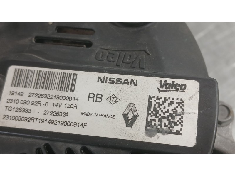 Recambio de alternador para nissan micra v (k14) 1.0 ig-t 100 referencia OEM IAM 231005FN1A 231005FN3A 231005FN6A