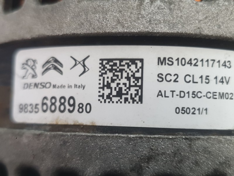 Recambio de alternador para peugeot 2008 ii (ud_, us_, uy_, uj_, ur_, uc_) 1.5 bluehdi 110 (udyhsk) referencia OEM IAM 982089388