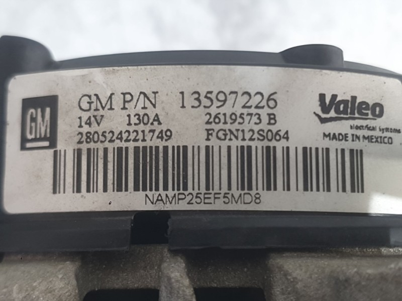 Recambio de alternador para opel mokka / mokka x (j13) 1.4 lpg (_76) referencia OEM IAM 95521352 13597226 