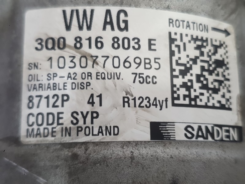 Recambio de compresor aire acondicionado para seat ibiza v (kj1, kjg) 1.0 tsi referencia OEM IAM 3Q0816803D  