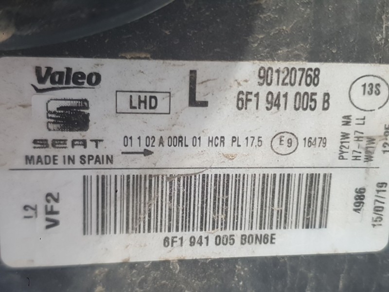 Recambio de faro izquierdo para seat ibiza v (kj1, kjg) 1.0 tsi referencia OEM IAM 6F1941005D  