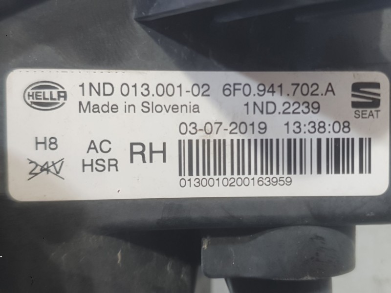 Recambio de faro antiniebla derecho para seat ibiza v (kj1, kjg) 1.0 tsi referencia OEM IAM 6F0941702A  