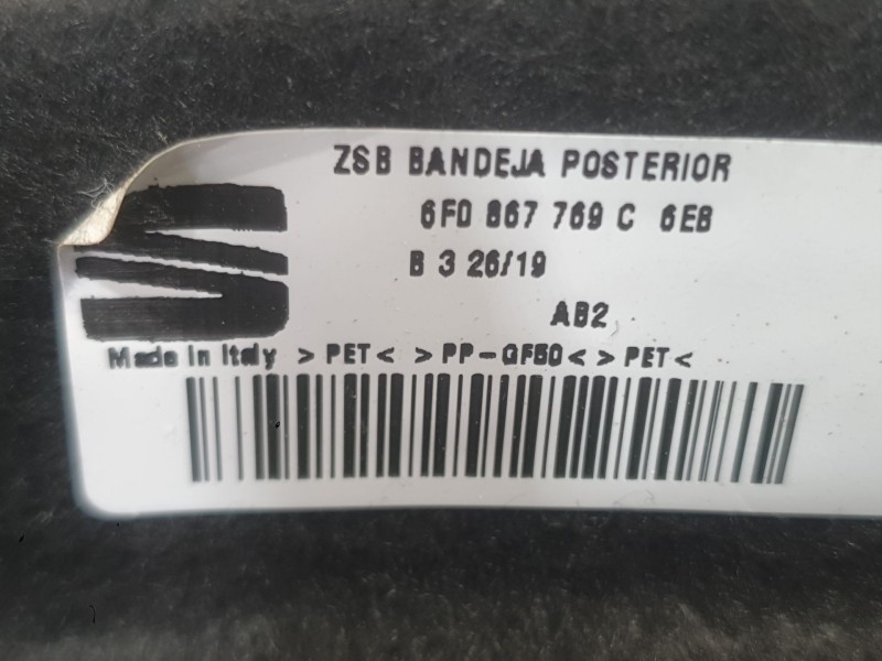 Recambio de bandeja trasera para seat ibiza v (kj1, kjg) 1.0 tsi referencia OEM IAM 6F0867769D6E8  