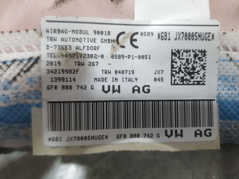 Recambio de airbag cortina delantero derecho para seat ibiza v (kj1, kjg) 1.0 tsi referencia OEM IAM 6F0880742H  