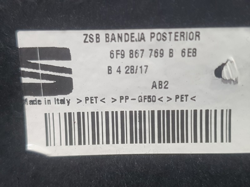 Recambio de bandeja trasera para seat arona (kj7, kjp) 1.0 tsi referencia OEM IAM 6F9867769B6E8  