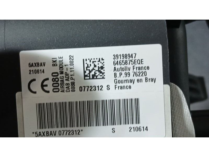 Recambio de kit airbag para opel corsa f (p2jo) 1.2 (68) referencia OEM IAM 98301367ZD C/ SALPICADERO SIN PRETENSORES 98301367ZD