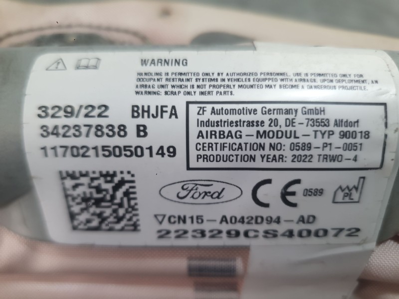 Recambio de airbag cortina delantero derecho para ford ecosport 1.0 ecoboost referencia OEM IAM 1801977  