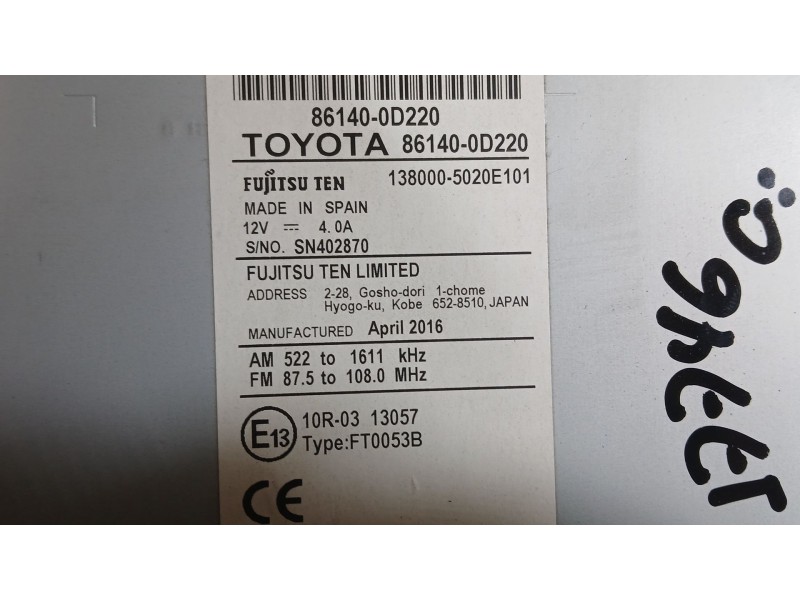 Recambio de sistema navegacion gps para toyota yaris (_p13_) 1.5 (nsp131_) referencia OEM IAM   