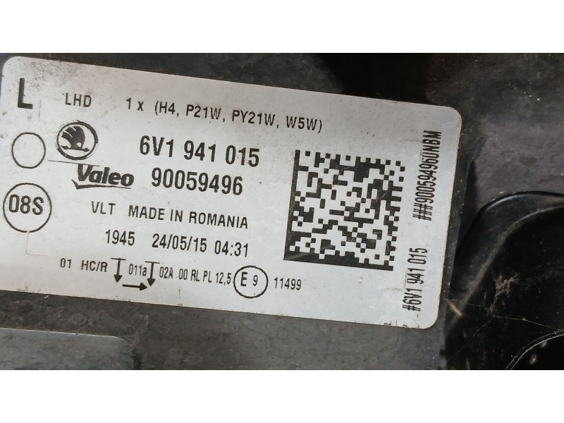 Recambio de faro izquierdo para skoda fabia iii (nj3) 1.4 tdi referencia OEM IAM 6V1941015  