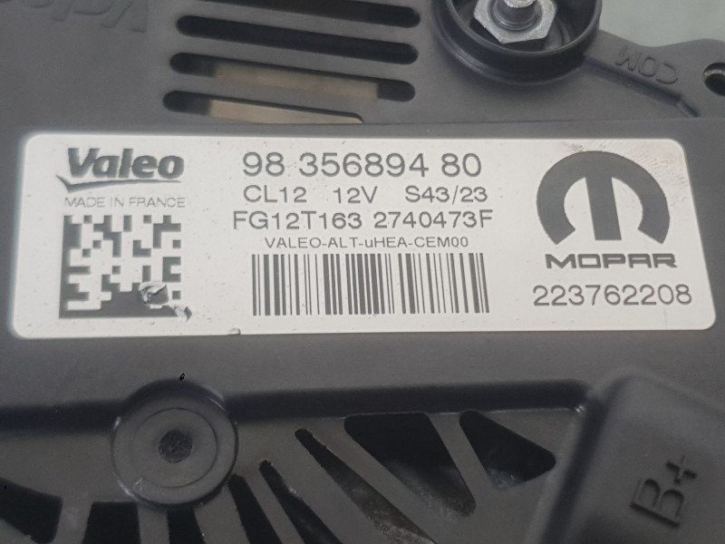 Recambio de alternador para jeep avenger (fh1) avenger t-gdi cat referencia OEM IAM 9835689480  