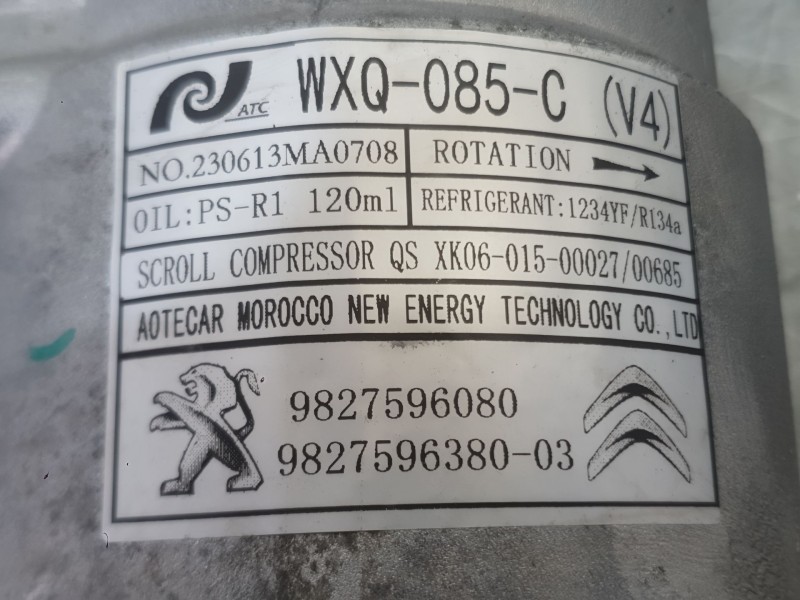 Recambio de compresor aire acondicionado para jeep avenger (fh1) avenger t-gdi cat referencia OEM IAM 9827596080  9827596380