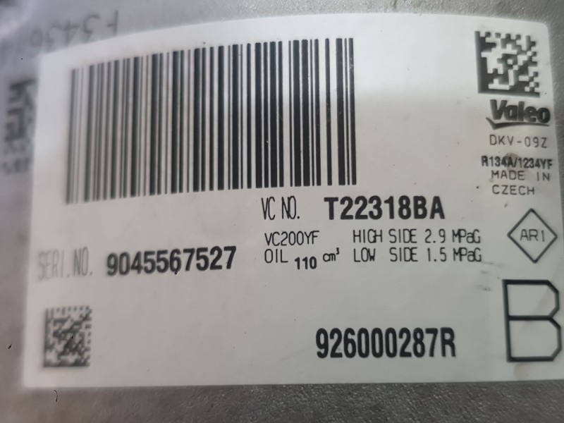 Recambio de compresor aire acondicionado para nissan micra v (k14) 1.0 referencia OEM IAM 926000287R T22318BA 