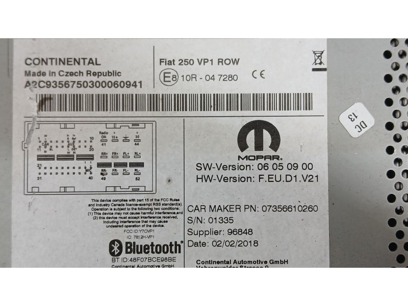 Recambio de sistema audio / radio para peugeot boxer autobús 2.0 bluehdi 130 referencia OEM IAM   