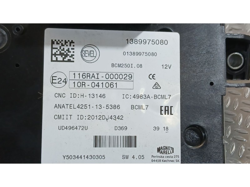 Recambio de caja reles / fusibles para peugeot boxer autobús 2.0 bluehdi 130 referencia OEM IAM 1617130280  