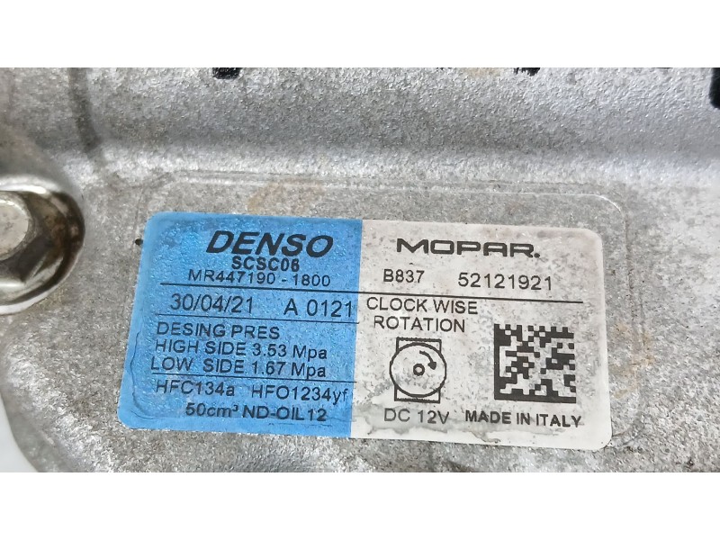 Recambio de compresor aire acondicionado para fiat 500 c (312_) 1.2 (312cxa1a, 312axa1a) referencia OEM IAM 71797201 52121921 