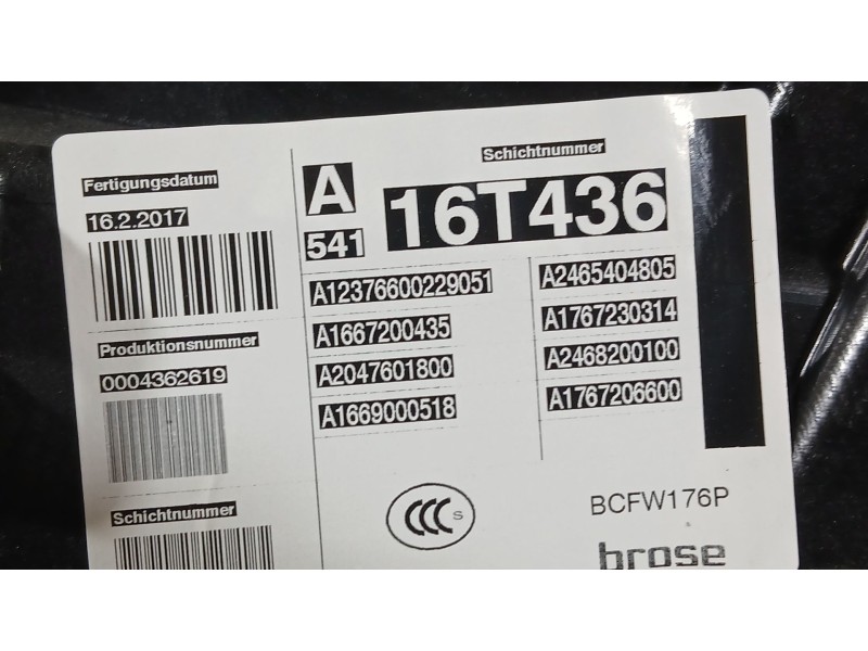 Recambio de elevalunas delantero derecho para mercedes-benz clase a (w176) a 180 cdi / d (176.012) referencia OEM IAM A166720043