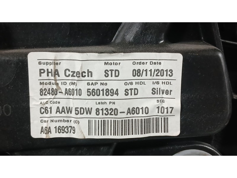 Recambio de elevalunas delantero derecho para hyundai i30 (gd) 1.4 referencia OEM IAM 82481A6000  