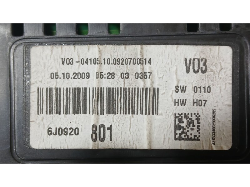 Recambio de cuadro instrumentos para seat ibiza iv (6j5, 6p1) 1.2 referencia OEM IAM 6J0920801X  