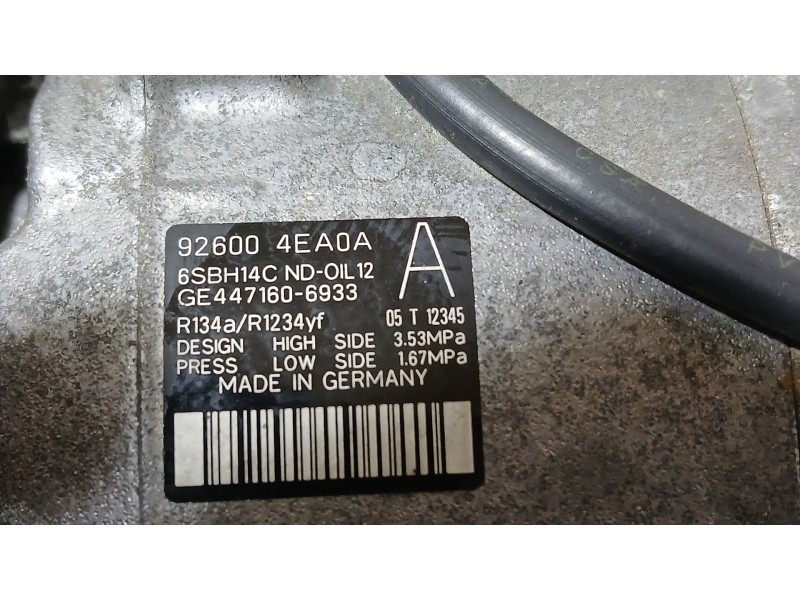 Recambio de compresor aire acondicionado para nissan qashqai ii (j11, j11_) 1.5 dci referencia OEM IAM 926004EA0A  
