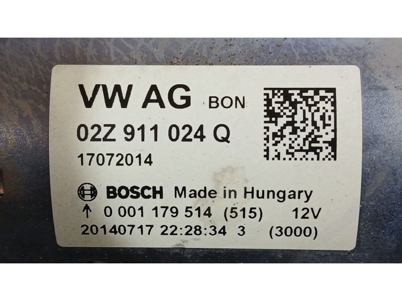 Recambio de motor arranque para seat leon st (5f8) 1.4 tsi referencia OEM IAM 02Z911022CX  