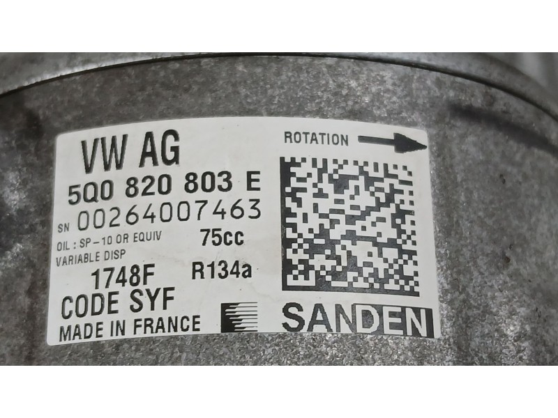 Recambio de compresor aire acondicionado para seat leon st (5f8) 1.4 tsi referencia OEM IAM 5Q0820803F  