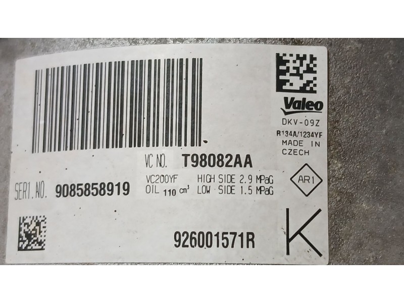 Recambio de compresor aire acondicionado para dacia duster (hm_) 1.5 dci 115 4x4 (hmad) referencia OEM IAM 926008116R 926001571R
