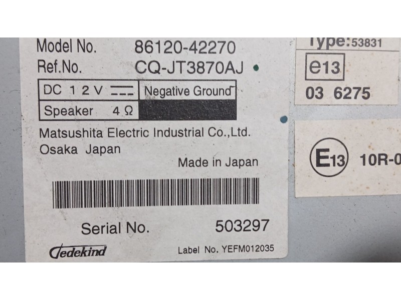 Recambio de sistema audio / radio cd para toyota rav 4 iii (_a3_) 2.0 (zsa35_) referencia OEM IAM   