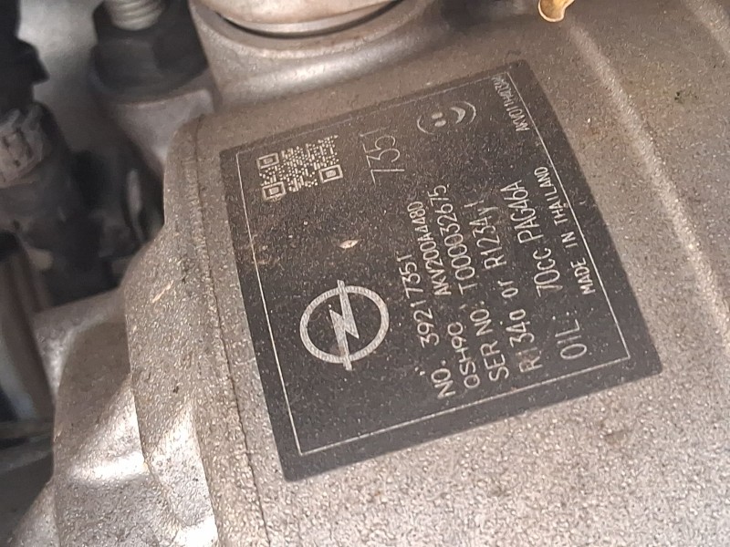 Recambio de compresor aire acondicionado para opel astra k (b16) 1.2 turbo (68) referencia OEM IAM 39222054 95530292 