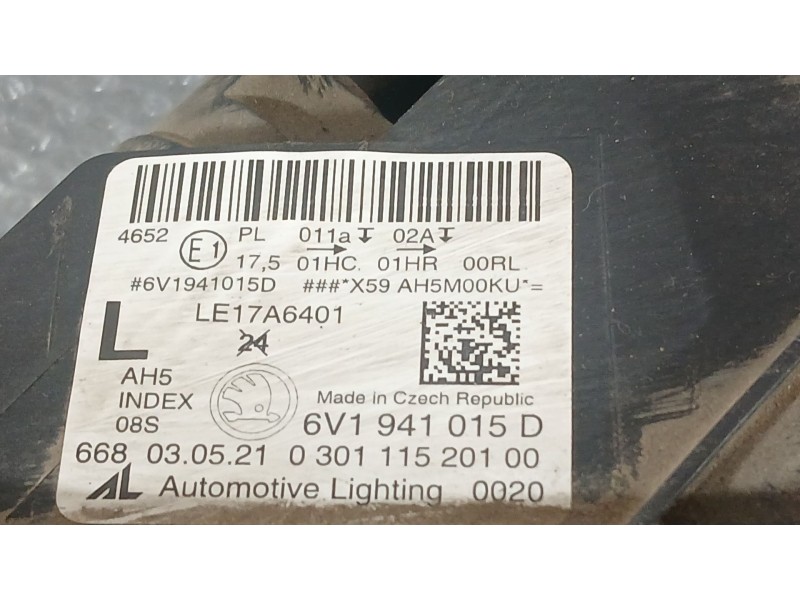 Recambio de faro izquierdo para skoda fabia iii (nj3) 1.0 tsi referencia OEM IAM 6V1941015  